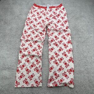 Psycho Bunny Pajama Pants Mens Large White Red All Over Print Skull Loungewear
